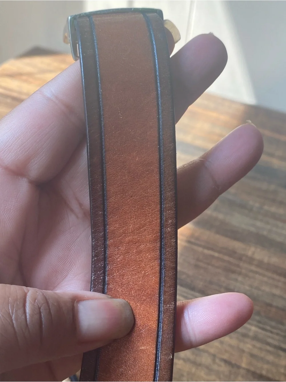 Vintage Handtooled Leather Belt, 34”